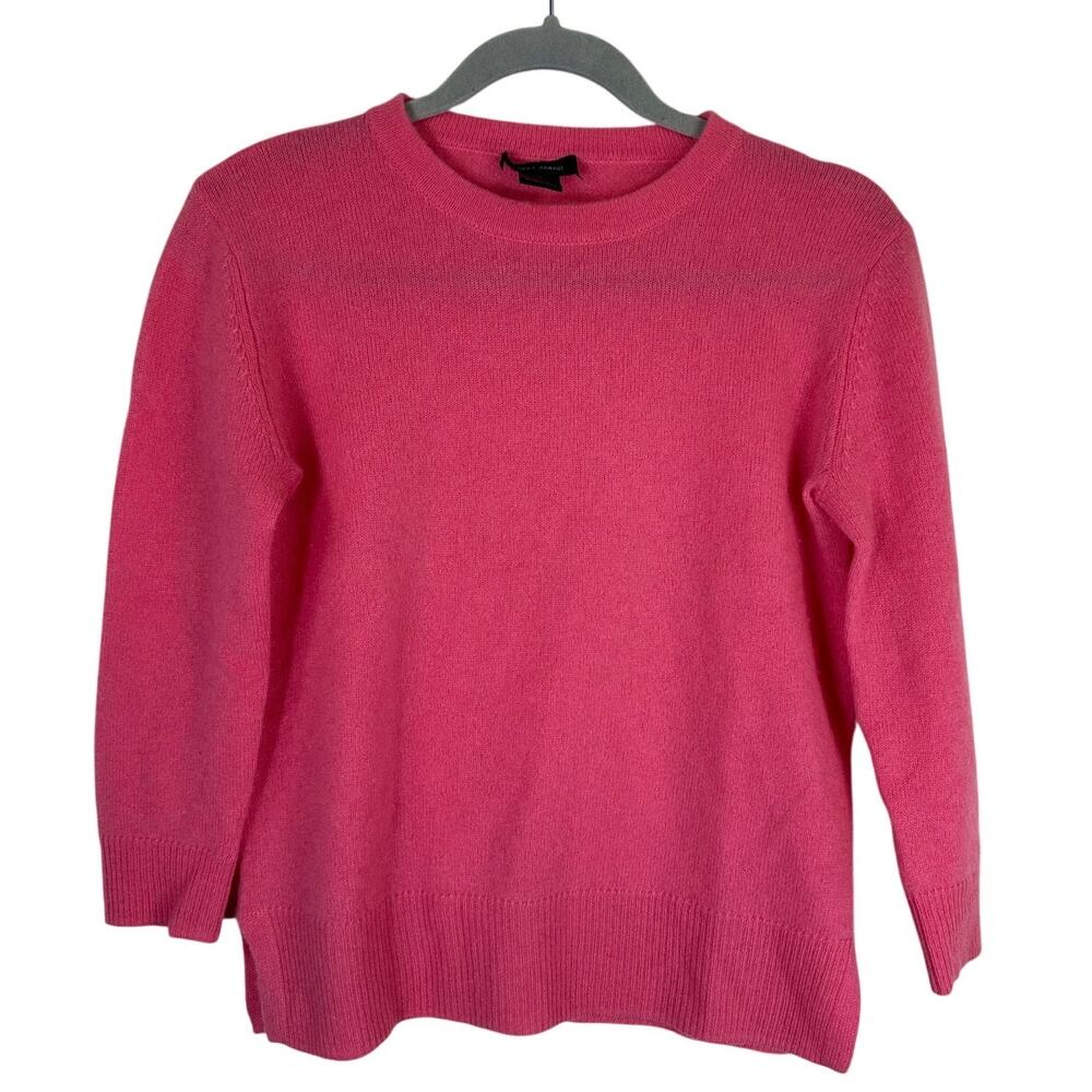 Sara Campbell Cashmere Sweater 3/4 Sleeve Pink Size XS EUC Crewneck